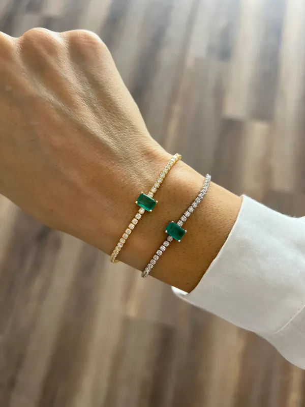 Skinny Formal Tennis Emerald Bracelet